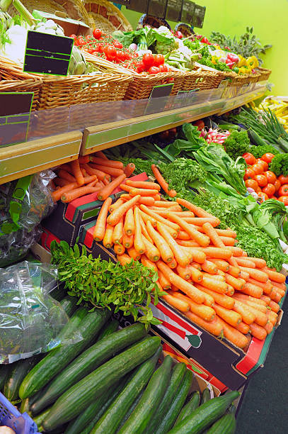 istock Vegetables on a market show-window 503372275