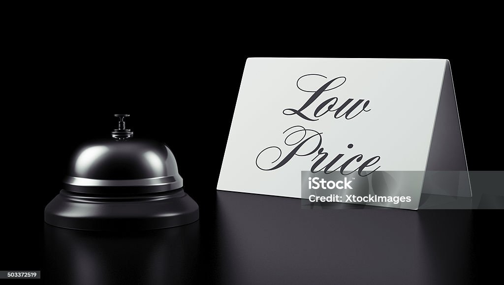 Hotel Bell Sign Hotel Bell Sign isolated on black background Alarm Clock Stock Photo