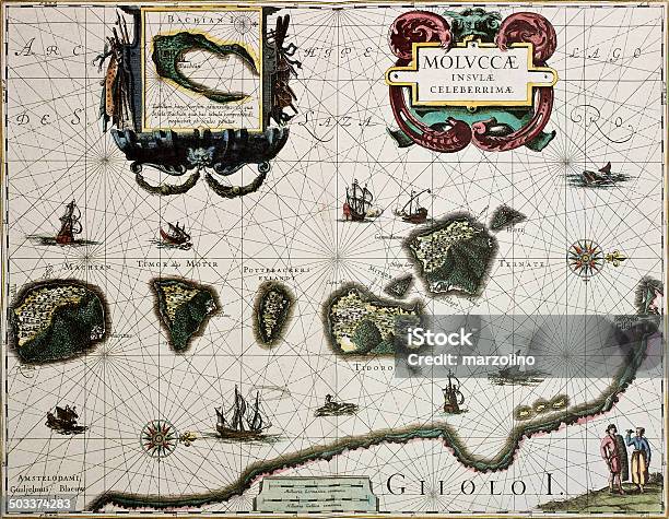 Maluku Old Map Stock Illustration - Download Image Now - Old, The Past, Ambon