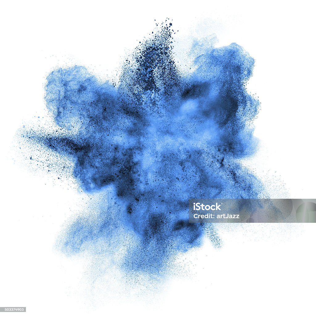 blue powder explosion, isoliert auf weiss - Lizenzfrei Blau Stock-Foto