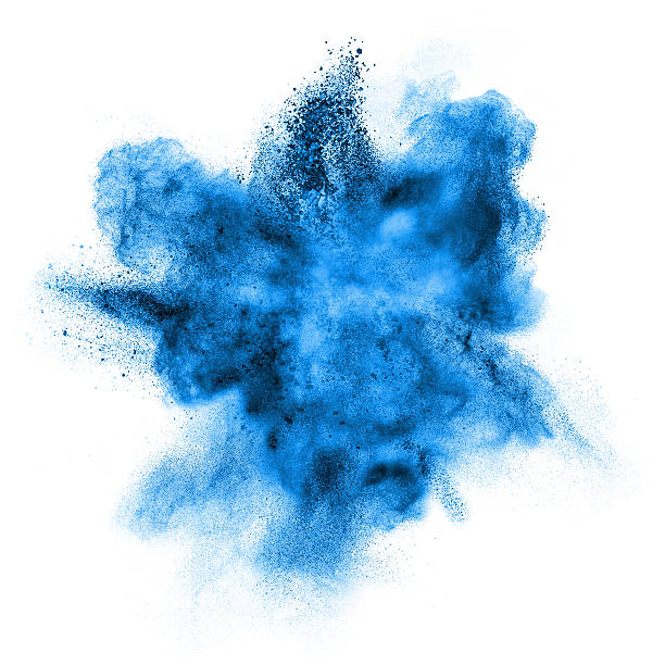 blue powder explosion isolated on white - 面粉 圖片 個照片及圖片檔