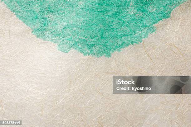 Abstract Green Pintado En Beige Fondo De Textura De Papel De Arroz Foto de stock y más banco de imágenes de Abstracto
