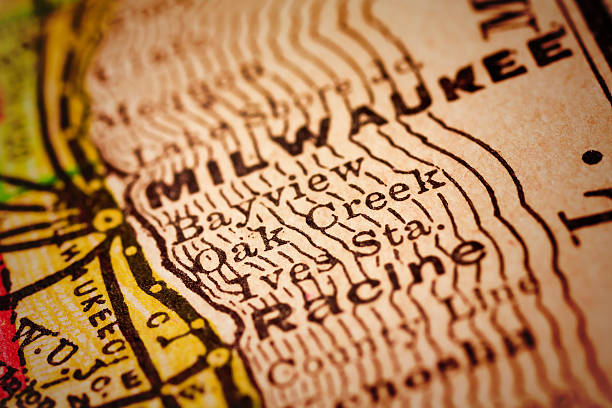 istock Oak Creek, Wisconsin on an Antique map 503387800