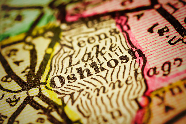 istock Oshkosh, Wisconsin on an Antique map 503387828