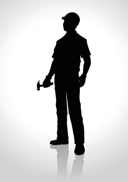 ilustrações de stock, clip art, desenhos animados e ícones de utilizarei - construction worker silhouette people construction