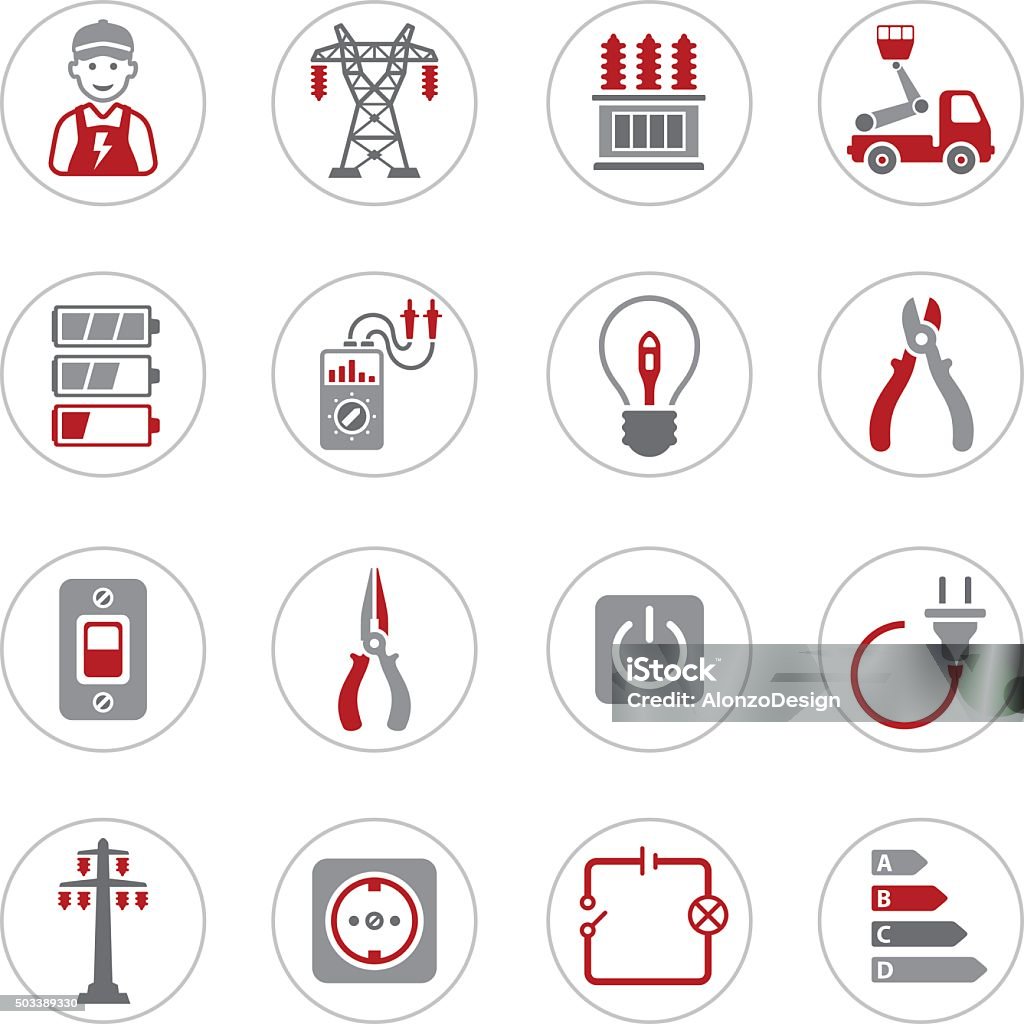 Electricity Icons High Resolution JPG,CS6 AI and Illustrator EPS 10 included. Each element is named,grouped and layered separately.  Power Cable stock vector