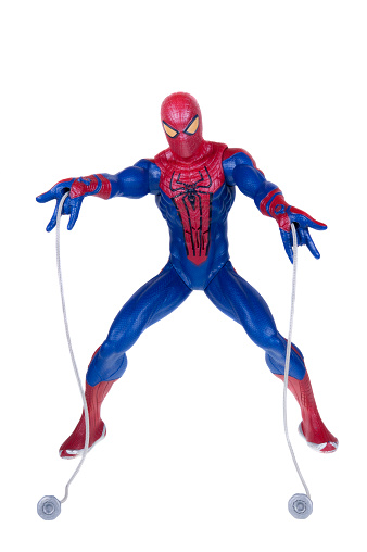 Adelaide, Australia - December 25, 2015:An isolated shot of an Amazing Spiderman action figure from the Marvel universe. Merchandise from Marvel comics and movies are highy sought after collectables.