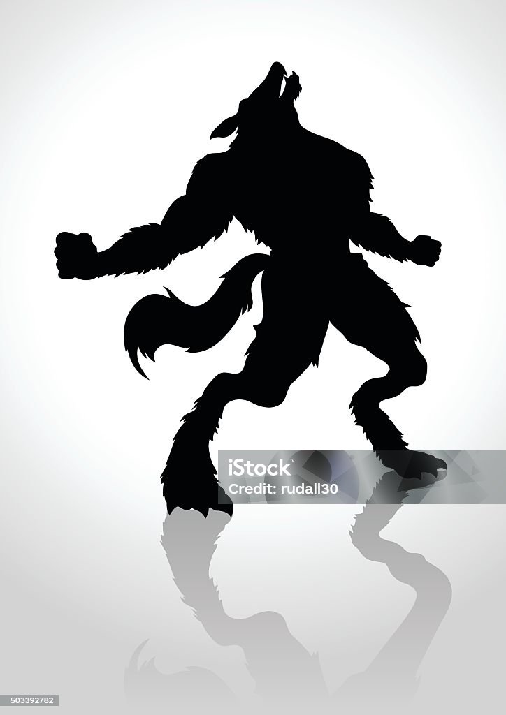 Werewolf Silhouette illustration of a howling werewolf Werewolf stock vector