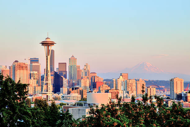istock Seattle Cityscape with Mt. Rainier in the Background at Sunset 503394254