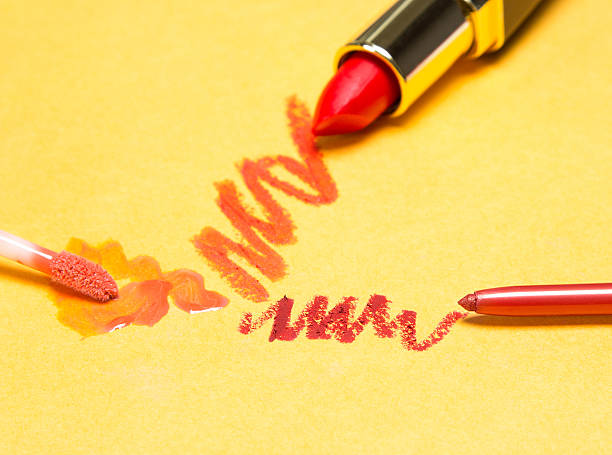 istock Lip makeup cosmetics on yellow background 503395056
