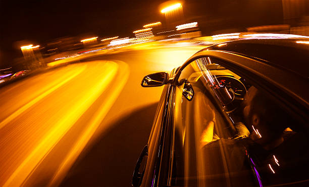 istock Crazy ride on the night by car 503396454