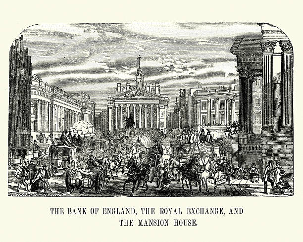 лондон викторианской англии (bank of england - bank of england stock illustrations