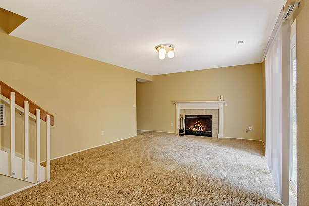 istock Empty house interior. Living room with fireplace 503399837