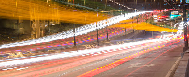 istock Big city road car lights at night 503402451