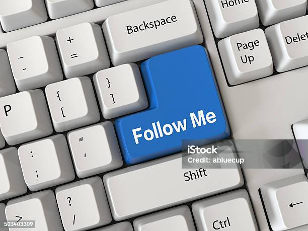 Follow Me Stock Photo - Download Image Now - Blue, Button - Sewing Item, Close-up