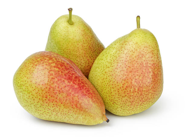 ripe forelle pears ripe forelle pears, isolated on white background forelle pear stock pictures, royalty-free photos & images