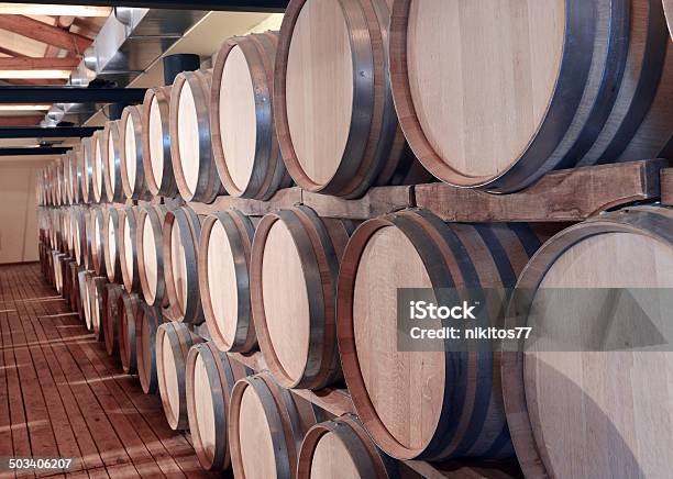 Casks In Wine Cellar Stock Photo - Download Image Now - Alcohol - Drink, Barrel, Cellar