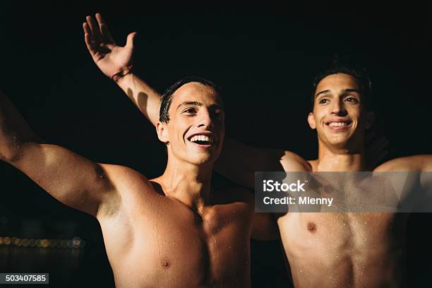Athletes And The Victory Stock Photo - Download Image Now - Swimming, Men, Winning