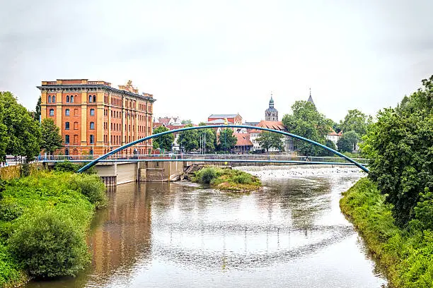 View of Hameln with bridge and Pfortmill.