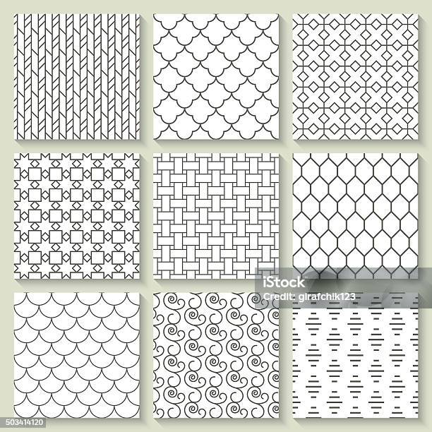 Thin Line Geometrical Seamless Pattern Stock Illustration - Download Image Now - Abstract, Arabic Style, Backgrounds