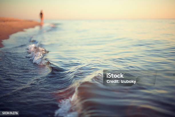 Beach Sunset Abstract Background Shoreline Stock Photo - Download Image Now - Beach, Sea, Walking