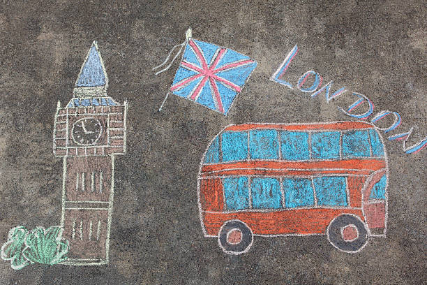 istock hand-drawn London doodles set with colorful chalks 503414316