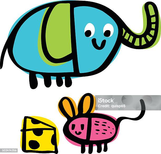 Animal Doodle Stock Illustration - Download Image Now - Cheese, Doodle, Animal
