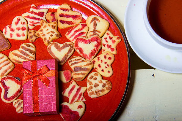 istock Valentine's Day, tea, gift, heart, heart-shaped cakes 503416614