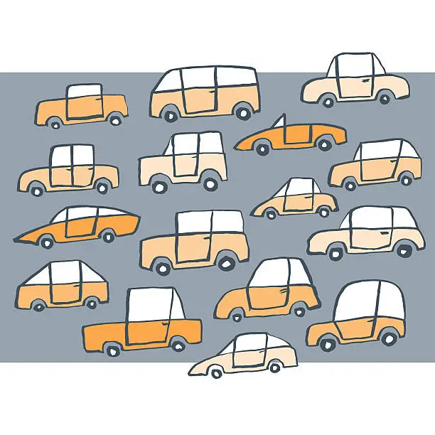 Vector illustration of Simple hand drawn cars
