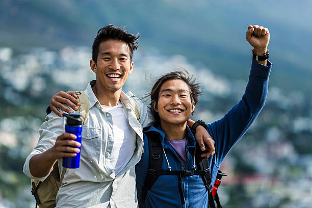 istock Happy male hikers on vacation 503417070