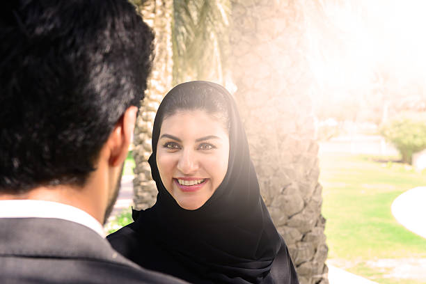 istock Arab businessman and woman having conversation 503417782