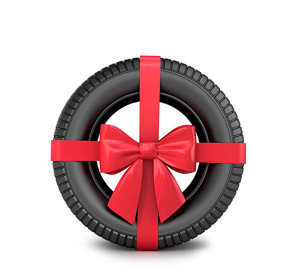 istock Car tire Wrapped Gift ribbon and bow 503417826