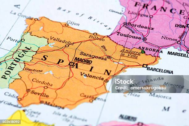 Map Of Spain Stock Photo - Download Image Now - Map, Madrid, Barcelona - Spain