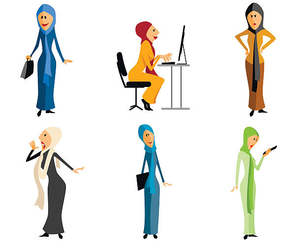 Modern Muslim Girls Stock Illustration - Download Image Now - Digital  Tablet, Islam, Shopping - iStock