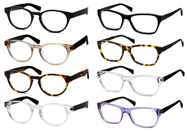 glasses isolated on white background, in various colors
