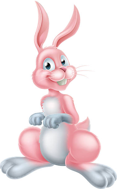 Cartoon Pink Easter Bunny Rabbit A pink cartoon Easter bunny rabbit mascot character rabits stock illustrations