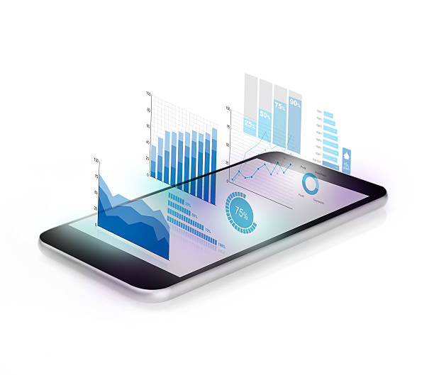 istock Diagrams projecting from mobile phone 503426010