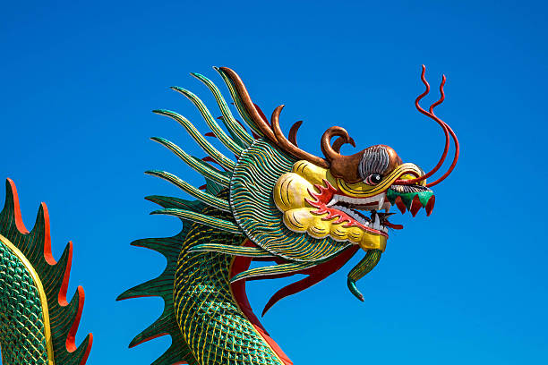 istock Chinese Dragon on the blue sky Thailand. 503427834
