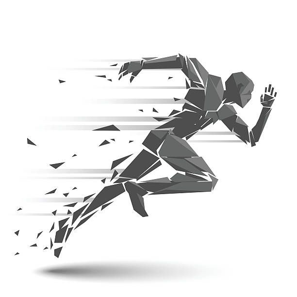 Geometric running man Geometric running man in vector on white background. running motion stock illustrations