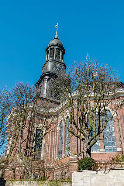 istock Clock and bell tower of Lutheran church 503428122