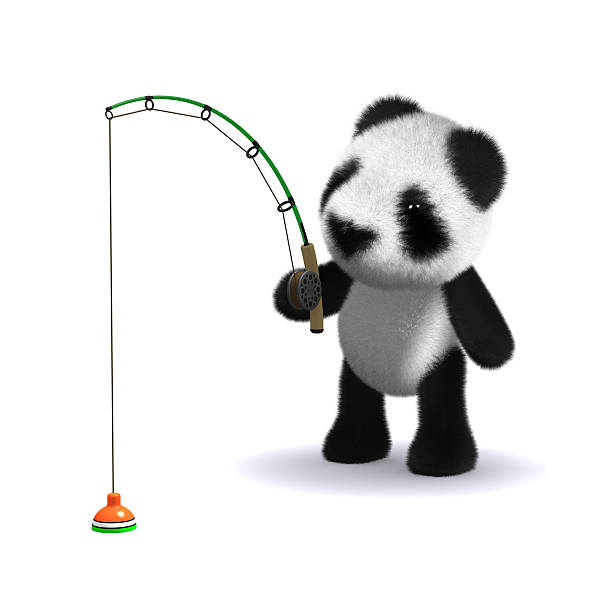 istock 3d Baby panda bear is fishing 503433405