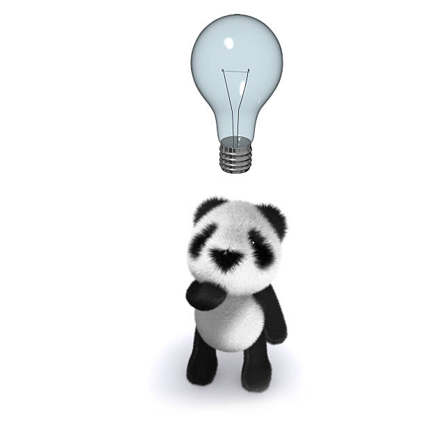 3d Baby panda bear has an idea