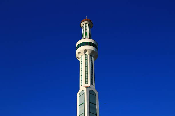 istock Mosque minaret with beautiful blue sky 503435713