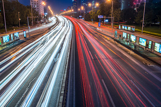 istock Urban highway traffic at night 503436239