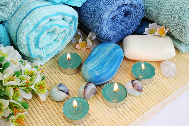 istock Towels, soaps, flowers, candles 503436873