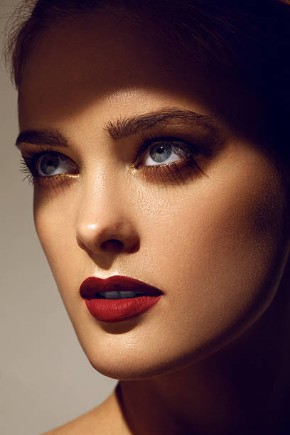 istock Beautiful young model with red lips. Gorgeous Woman Face. 503438341
