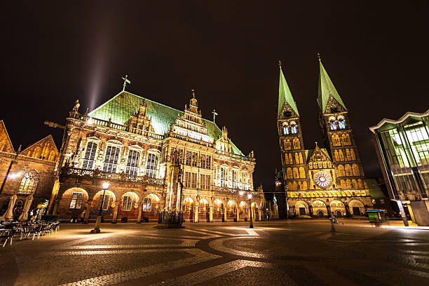 istock Town hall of Bremen by night 503440583