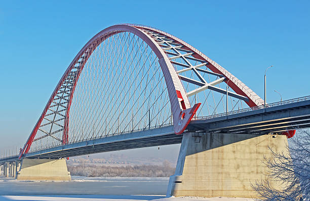 istock Large arch bridge in the cold winter 503452958