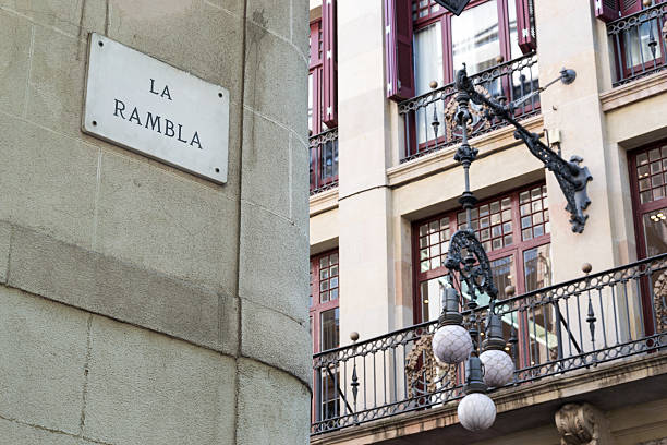 Road sign of Rambla street in Barcelona Road sign of Rambla street in Barcelona la rambla stock pictures, royalty-free photos & images