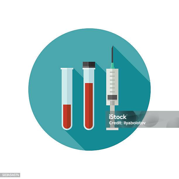 Medical Icon With Syringe And Testtube Stock Illustration - Download Image Now - Blood, Icon Symbol, Tube